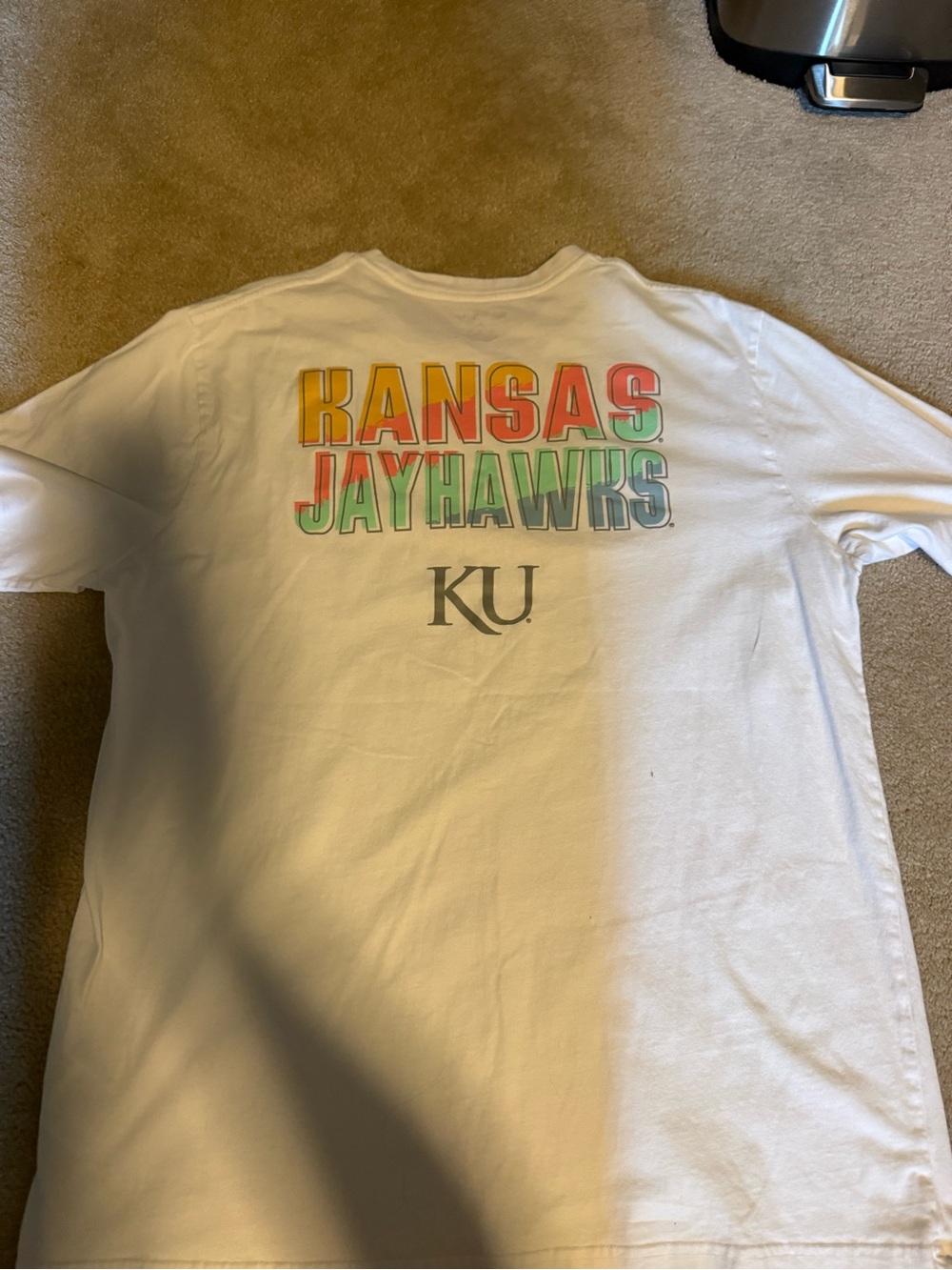 Champion White Pocket T‑Shirt with Multicolor KU Kansas Logo - Picture 3 of 3